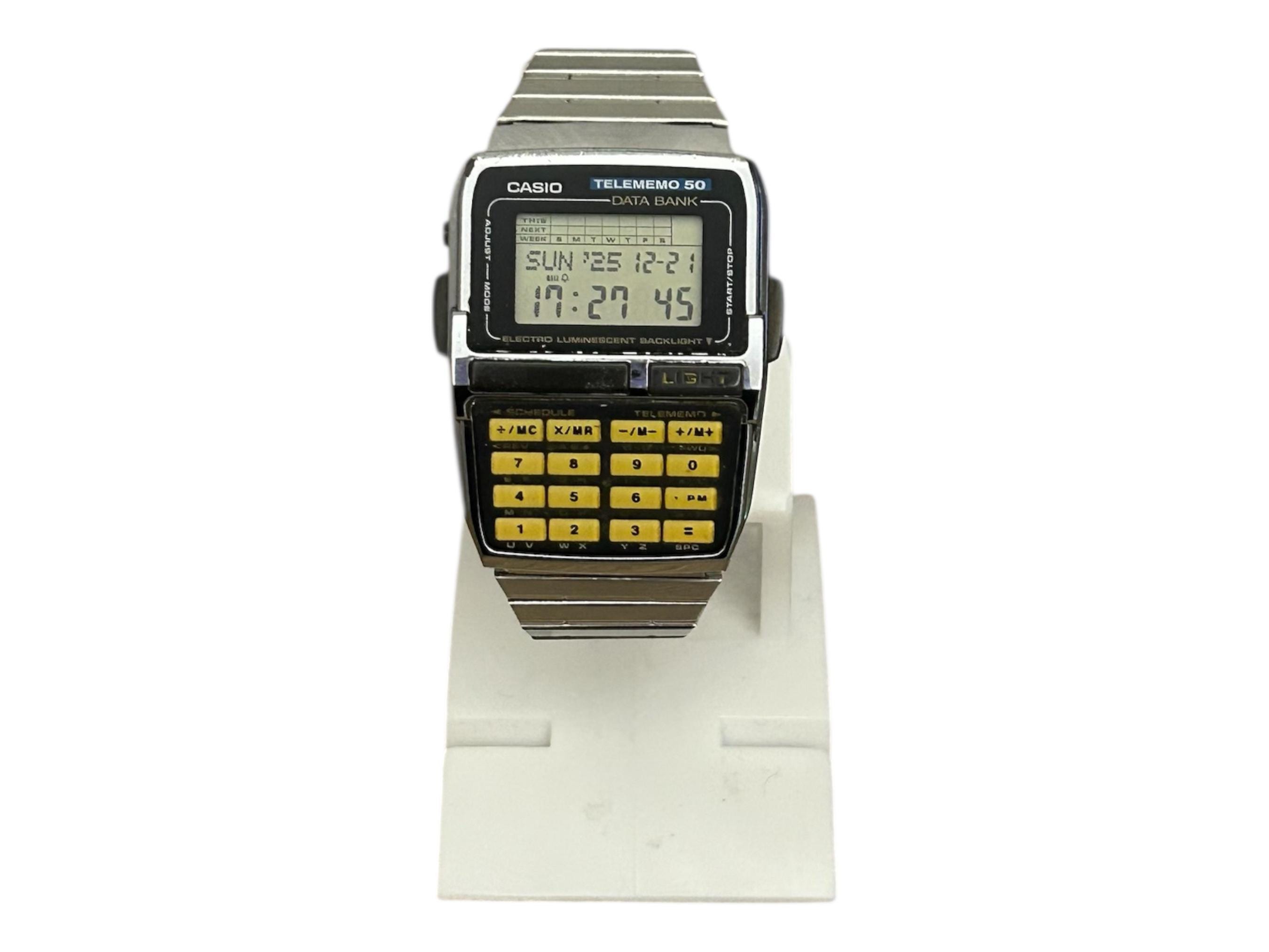 時計 CASIO DATA BANK DBC-63 TELEMEMO50 90's Vintage Casio Dbc-63 Databank Telememo 50 Memory Calculator Watch