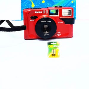 Konica EFP-20 Red 35mm Camera with Flash/Camera Strap/ 35mm Film/ Film camera 35mm/ Kodak,Nikon,Olympus