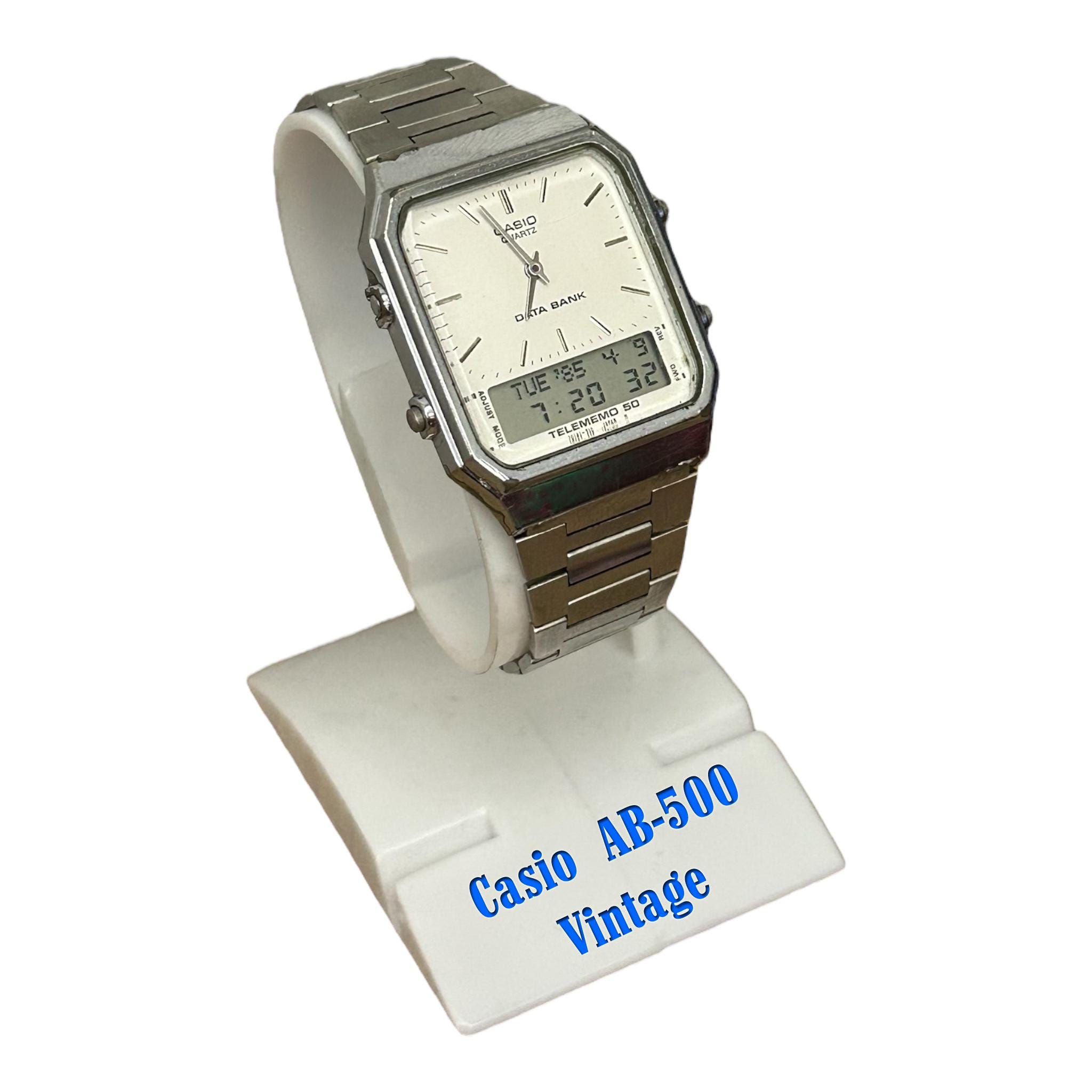未使用品 デッドストック ヴィンテージカシオ アナデジ CASIO AB-10W Rare Casio Ab-500 Databank / Analogue /digital Watch Mod 386/ Dual