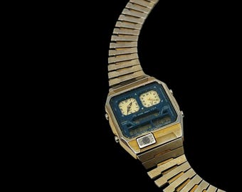 RARE Vintage CITIZEN Ana-digi Temp Blue Dial 8984-086465