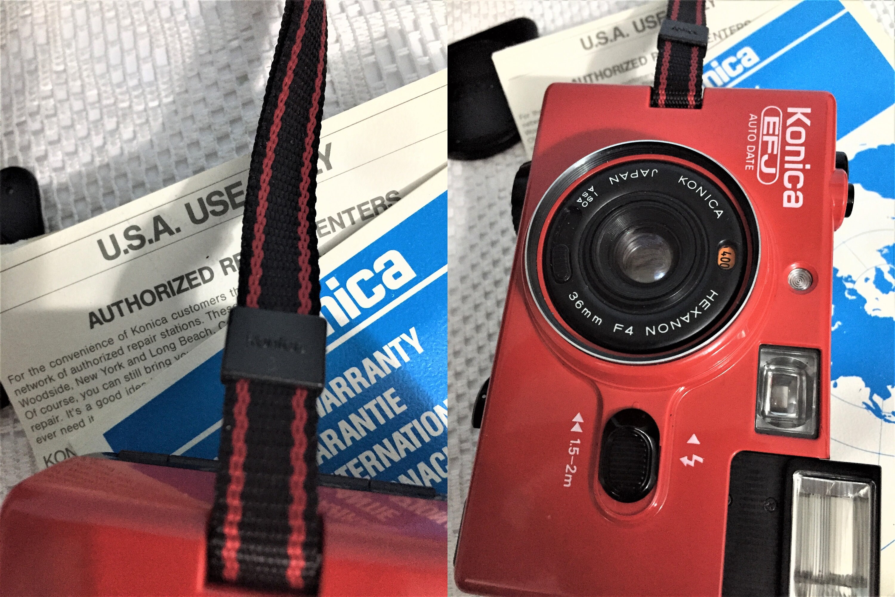 Vintage Konica EFJ AUTO DATE Red Japon/with Battery/ Orginal