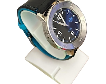 Vintage Adidas Watch,  2014 Men's Big Case 46mm, Stell Case, Black, Blue mix strap, Full With box