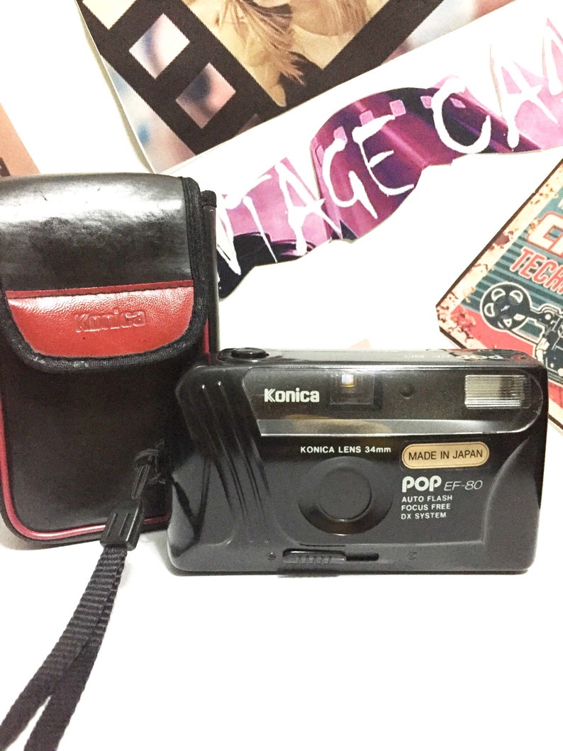 Konica POP EF-80 Vintage Black/ AF Compact Camera 34mm Lens/ 35mm Point and Shoot Film Camera/ great condition/ Konica Pop. Point Camera. image 5