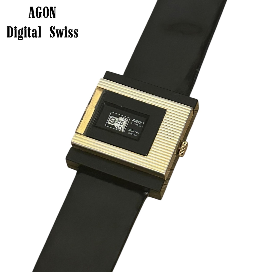 Ultra Rare Agon Jump Hours 17 Jewels Digital Watch Windup: Swiss