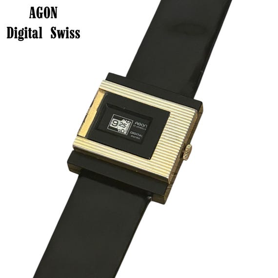 Ultra Rare Agon Jump Hours 17 Jewels Digital Watch Windup: Swiss