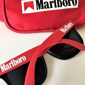SET Vintage 1990s Marlboro Glasses and  Belt Bag/Adventure Team/Sports & Travel Marlboro Waist Bag/Sea sun and Beach/ Collection Rare set