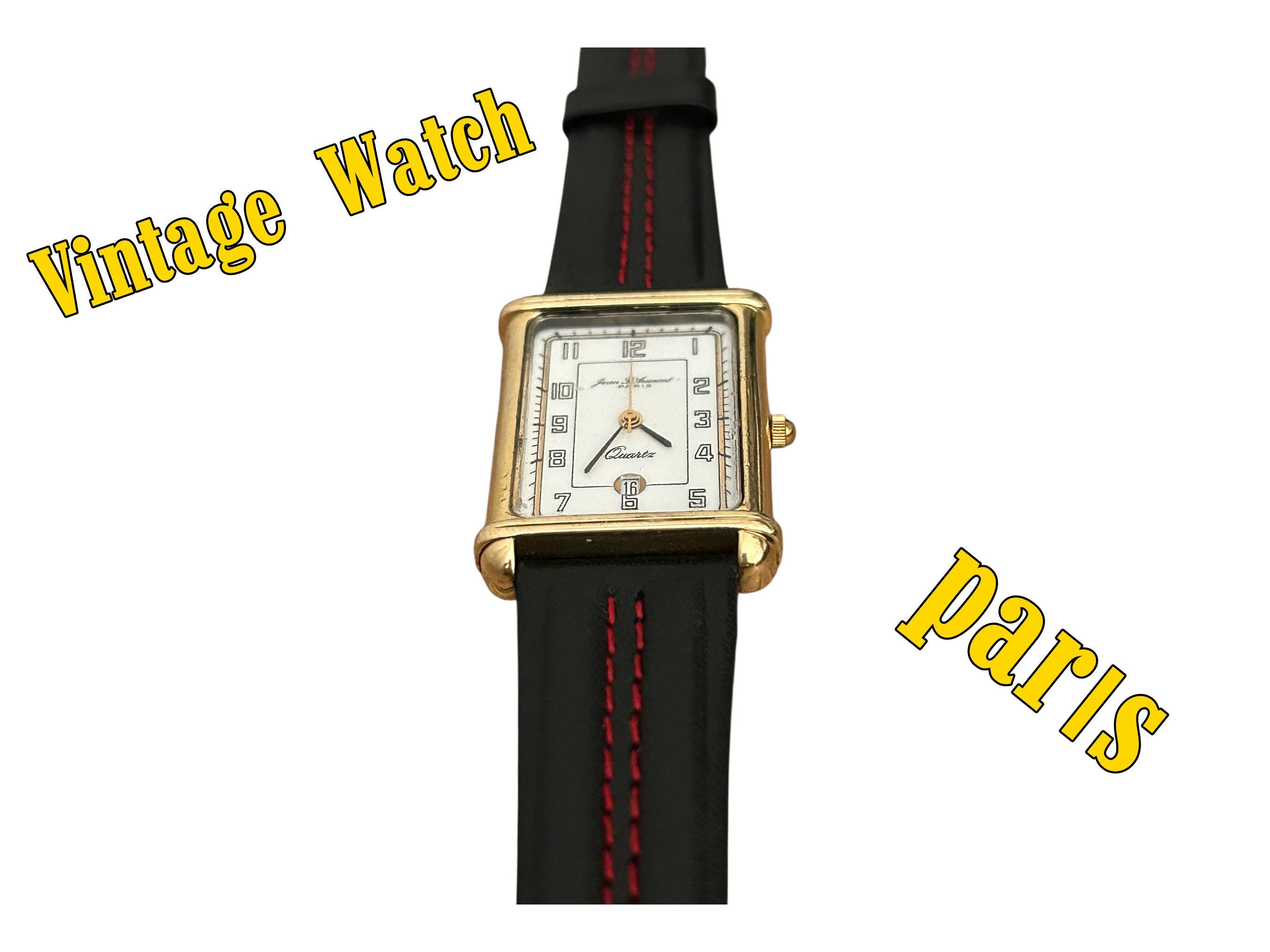 Jean D'aumont Paris NOS 1990s Tank Watch : Ultra Rare Leather