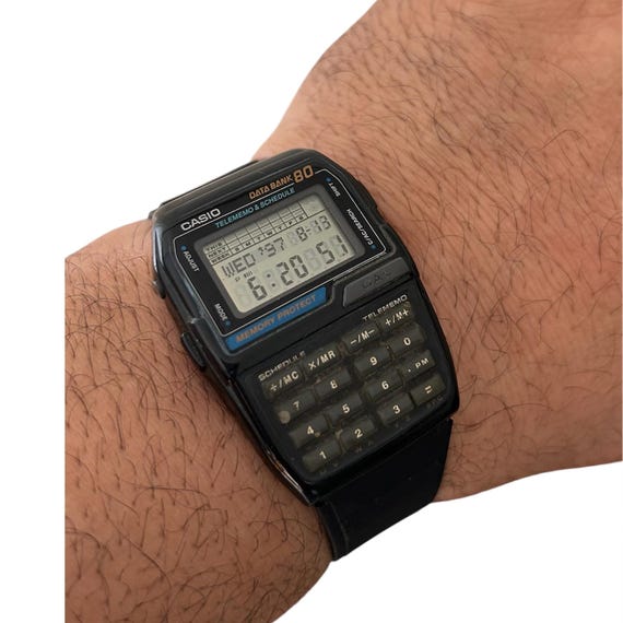 RARE Vintage Casio DBC-80 Databank World Time Calculator Watch