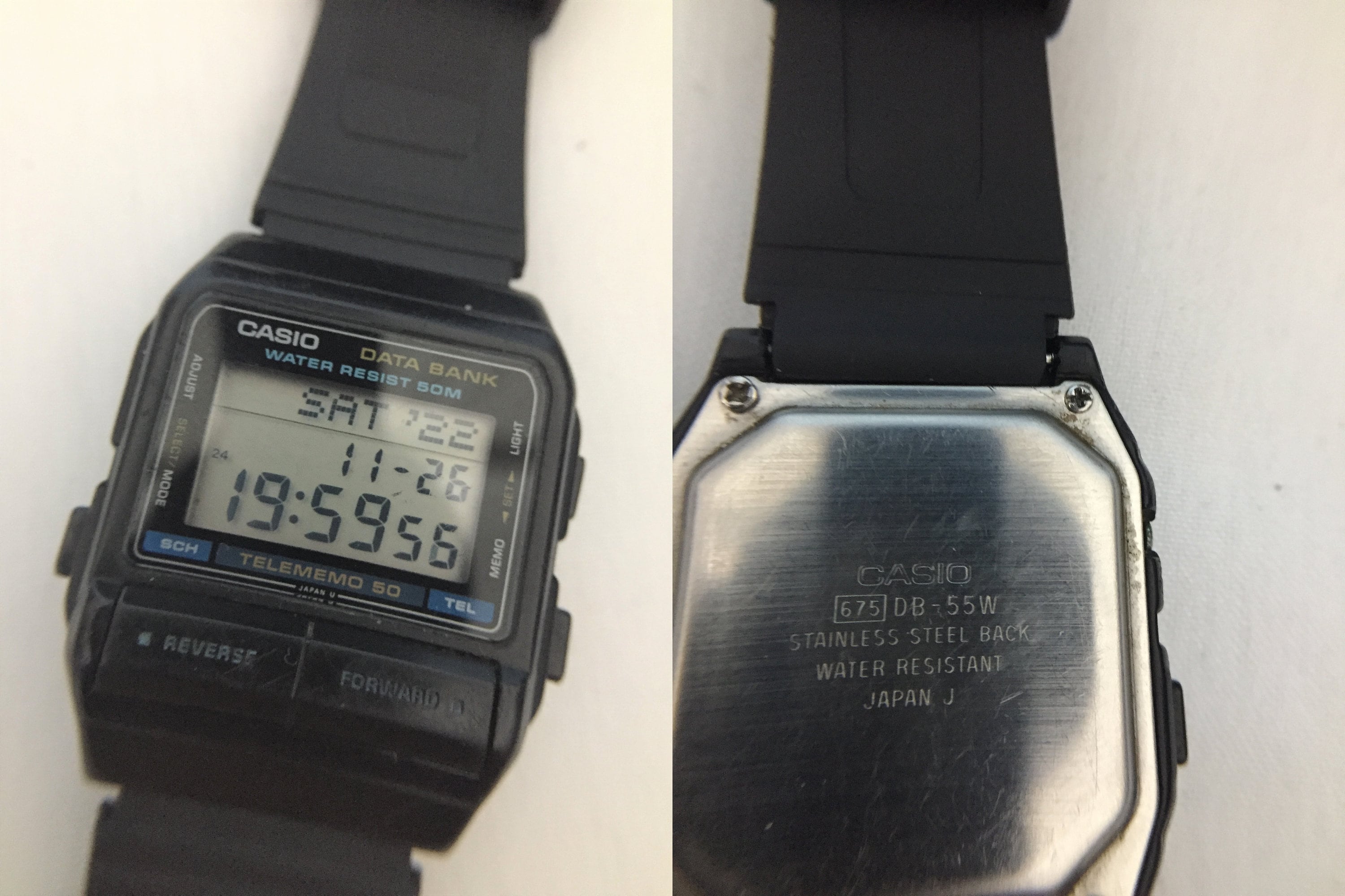 Vintage Rare CASIO Databank 50 DB 55W Very Good Condition Very Good Strap Module 675 Stainless Stell Back Orginal Casio Tin BOX Etsy UK