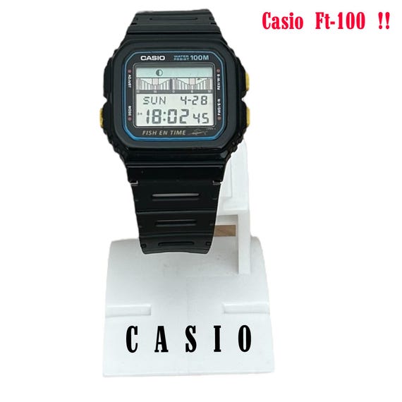 CASIO FT-100W FISH IN TINE デジタル腕時計 Very RARE Casio FT-100W Fish En Time Digital Watch Marlin 844