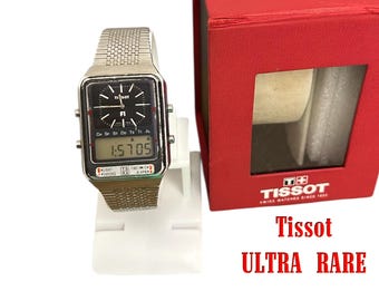Vintage Tissot F1 TS X2 Analog Digital Quartz Cal.2045/ Silver Case/ 1970s LCD WATCH Lotus /Tissot Wacth Box/Collectible Rare