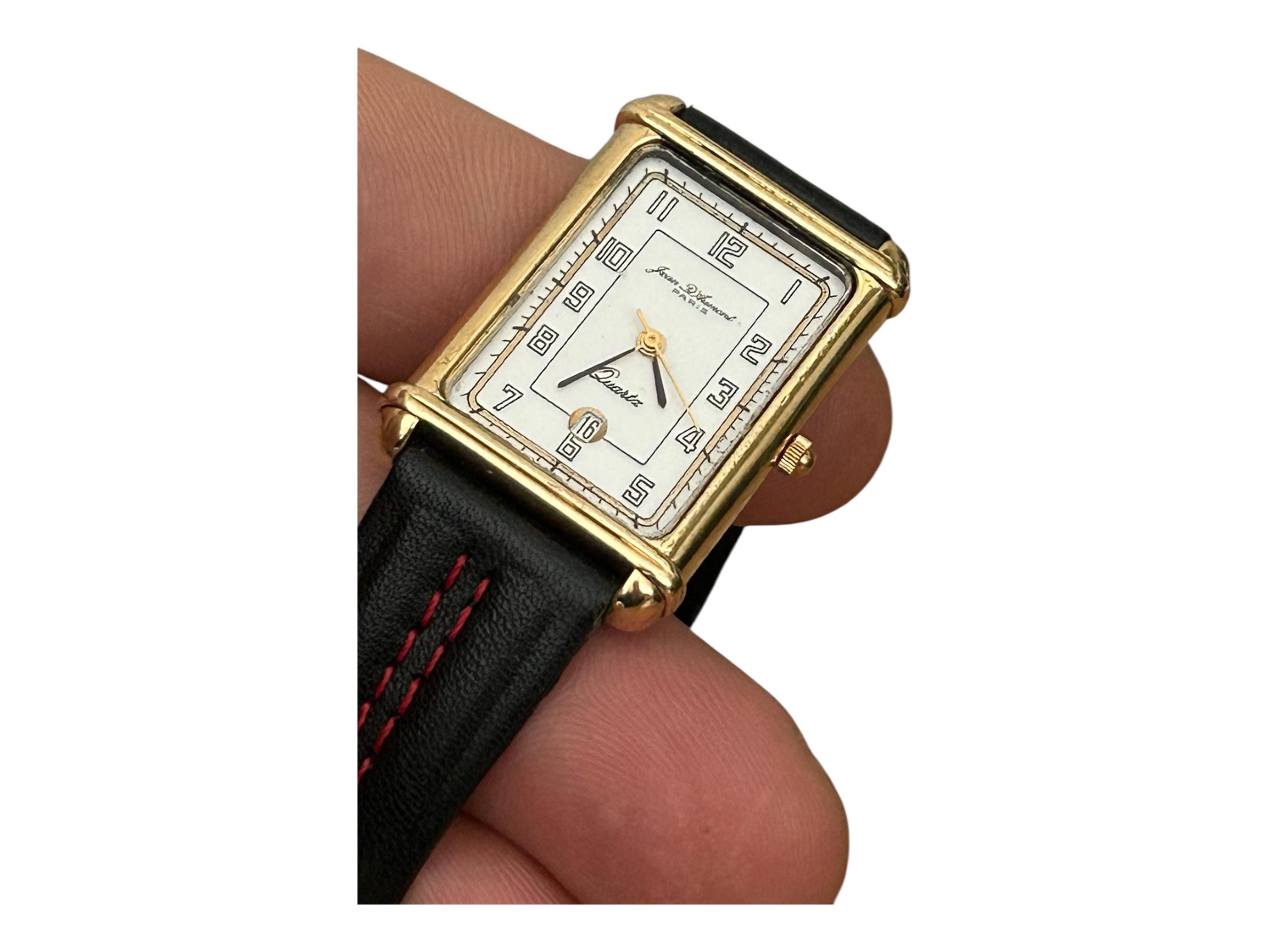 Jean D'aumont Paris NOS 1990s Tank Watch : Ultra Rare Leather