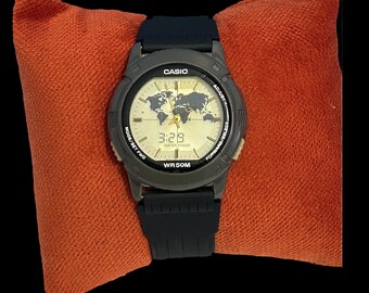 Vintage Watch Casio ABX-20 Twincept Data Bank World Time Ana-digi