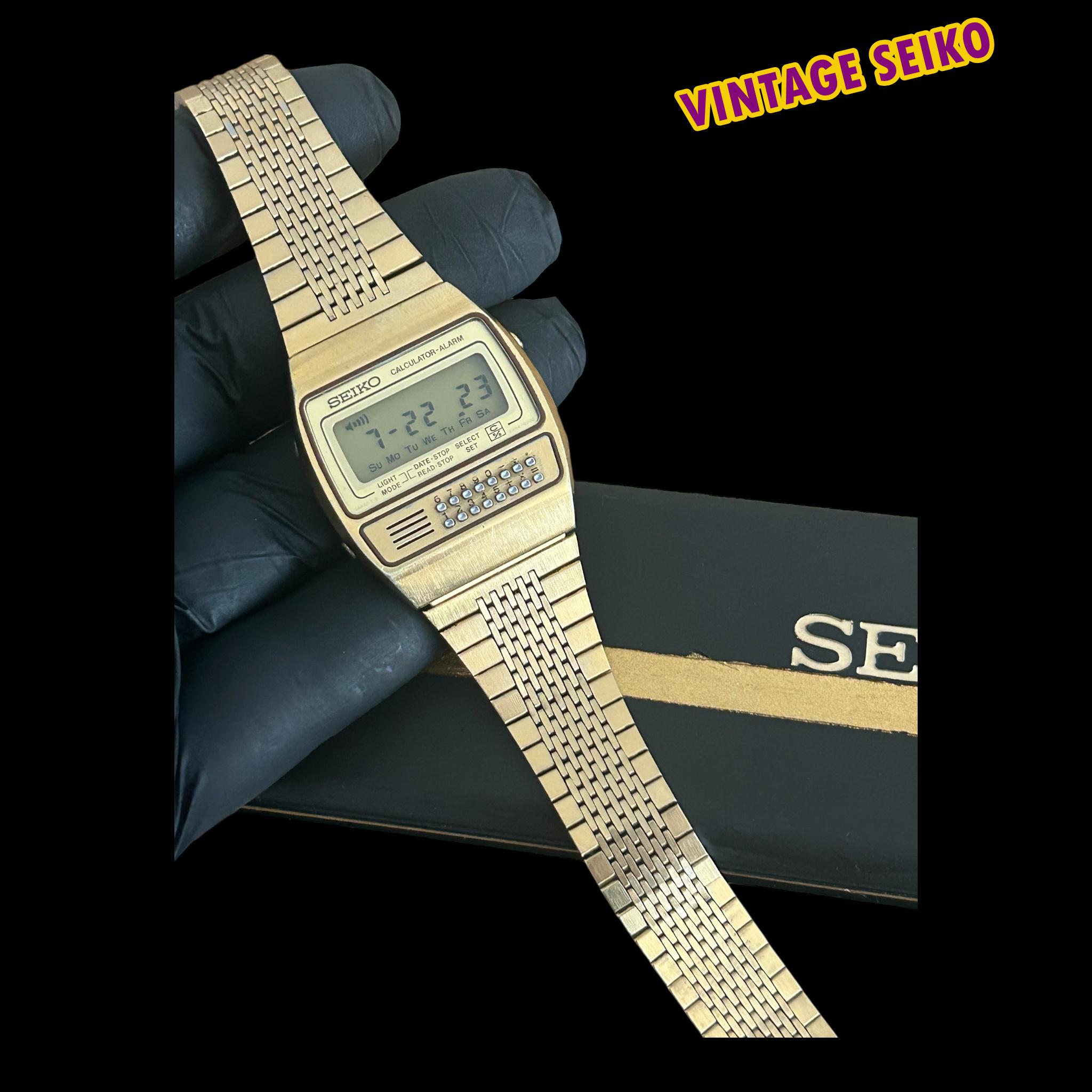 SEIKO CALCULATOR-ALARM 腕時計 ゴールド Seiko Calculator Watch - Etsy
