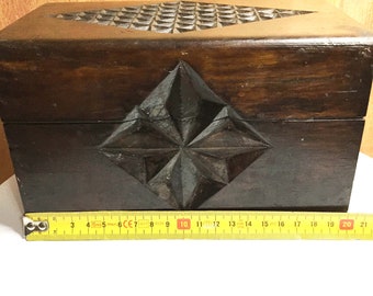 Scatola di legno intagliata vintage, cassa di legno/portagioie/cassa fatta a mano intagliata a mano/scatola di materiale/organizzatore di gioielli per donne e ragazze