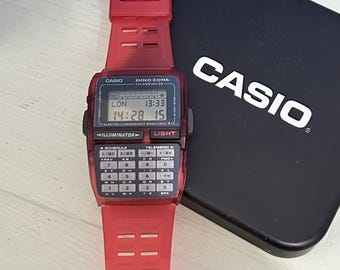 1995's CASIO DBC-63 DINO ZONE デジタル時計 RARE RED Vintage Casio DBC-63 Dino Zone 1990s Databank