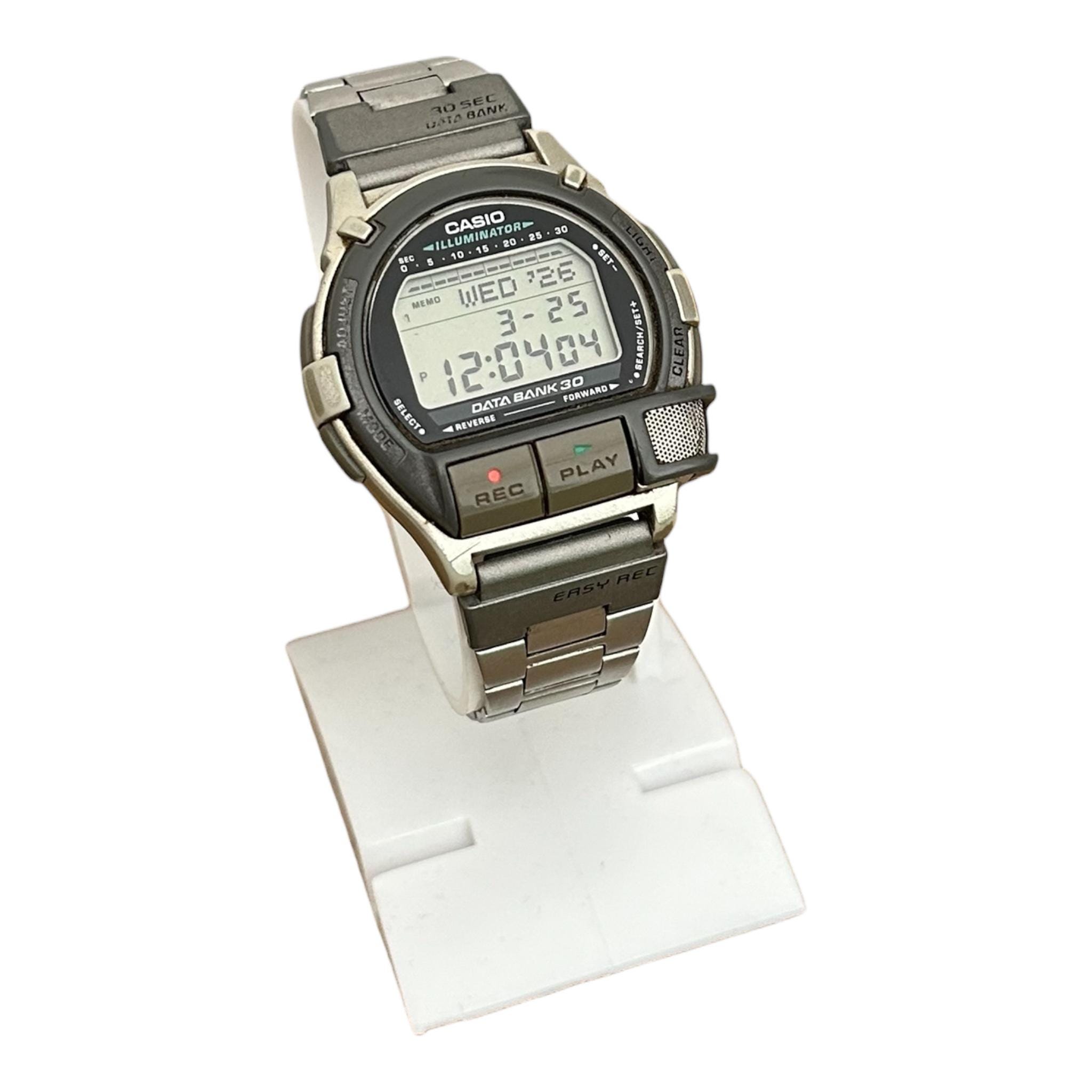 Vintage Casio DB-V300 Databank Voice Recorder Watch, Stainless