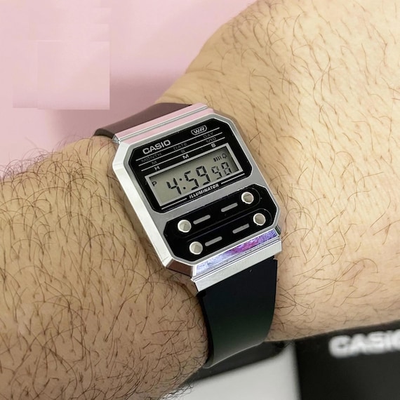 Black Color CASIO A100WE Black Color Digital Watch Casio Tin BOX