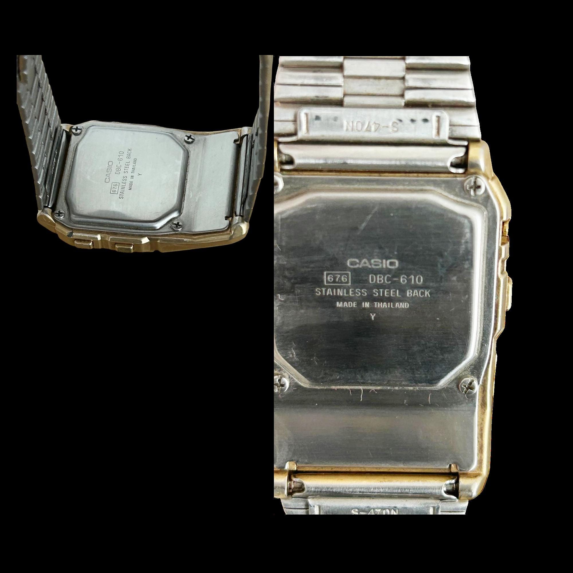 ヴィンテージゴールドトーンカシオ計算機ウォッチDBC-610：希少な1990