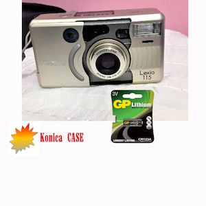 Vintage Konica Lexio 115 Compact Point and Shoot 35mm Film Camera/  Analog Camera/ GOOD CONDITION/User manual & Black Case /With Battery