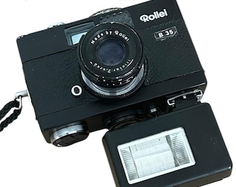 ビンテージ Rollei 35B カメラ + フラッシュ ウルトラ コンパクト / 35