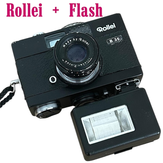 Vintage Rollei 35B Camera + Flash Ultra Compact/ 35mm Film Camera