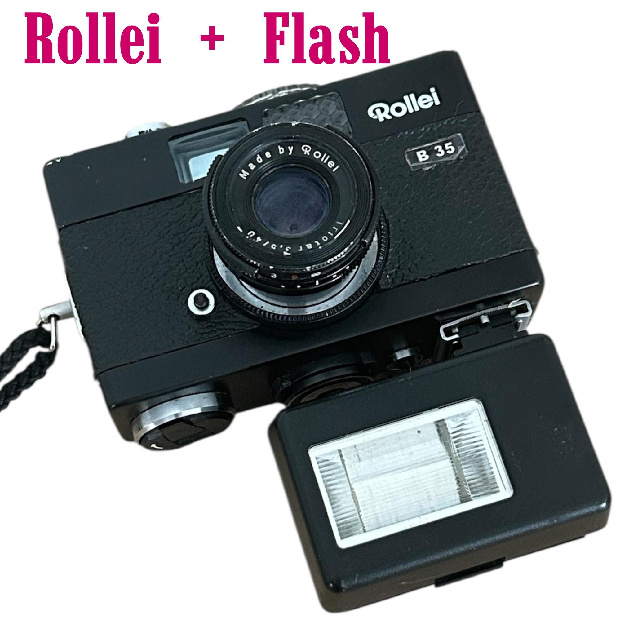 ビンテージ Rollei 35B カメラ + フラッシュ ウルトラ コンパクト / 35
