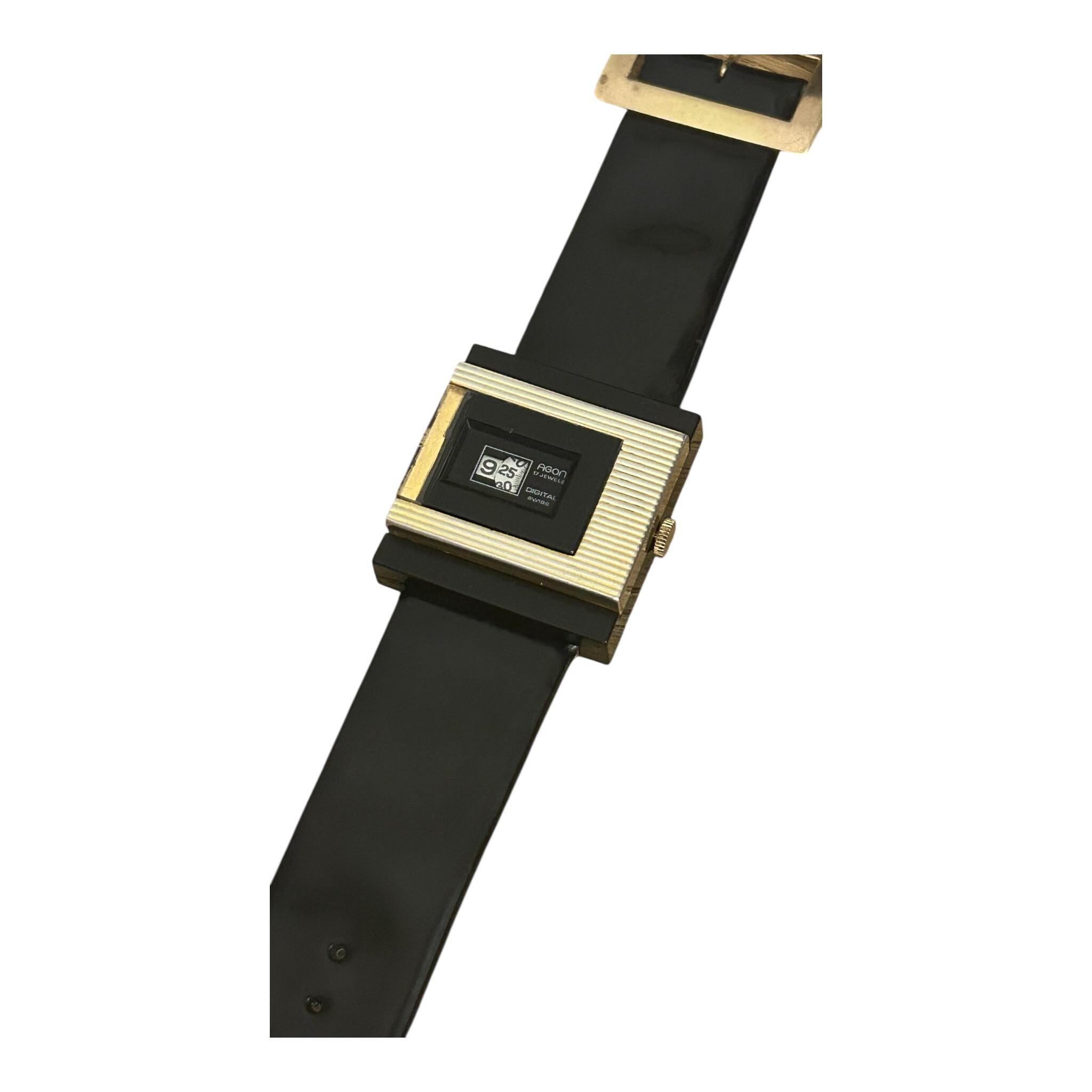 Ultra Rare Agon Jump Hours 17 Jewels Digital Watch Windup: Swiss