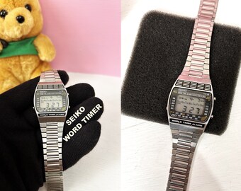 RARE Seiko World Time A239-5000 Stainless Steel Quartz Mens Watch