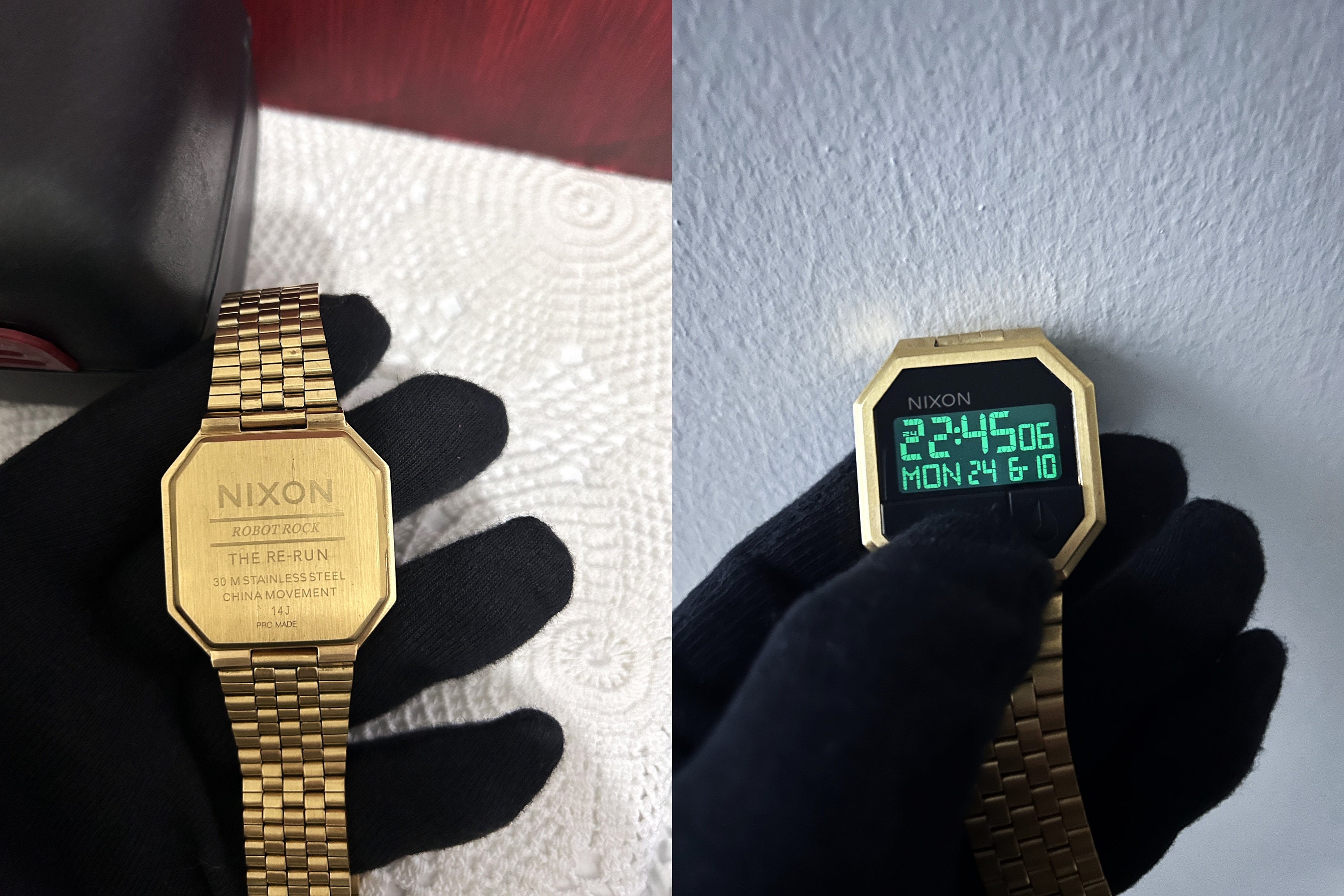 Nixon the Re-run Gold Tone Watch Man & Women Wristwatch Very Good