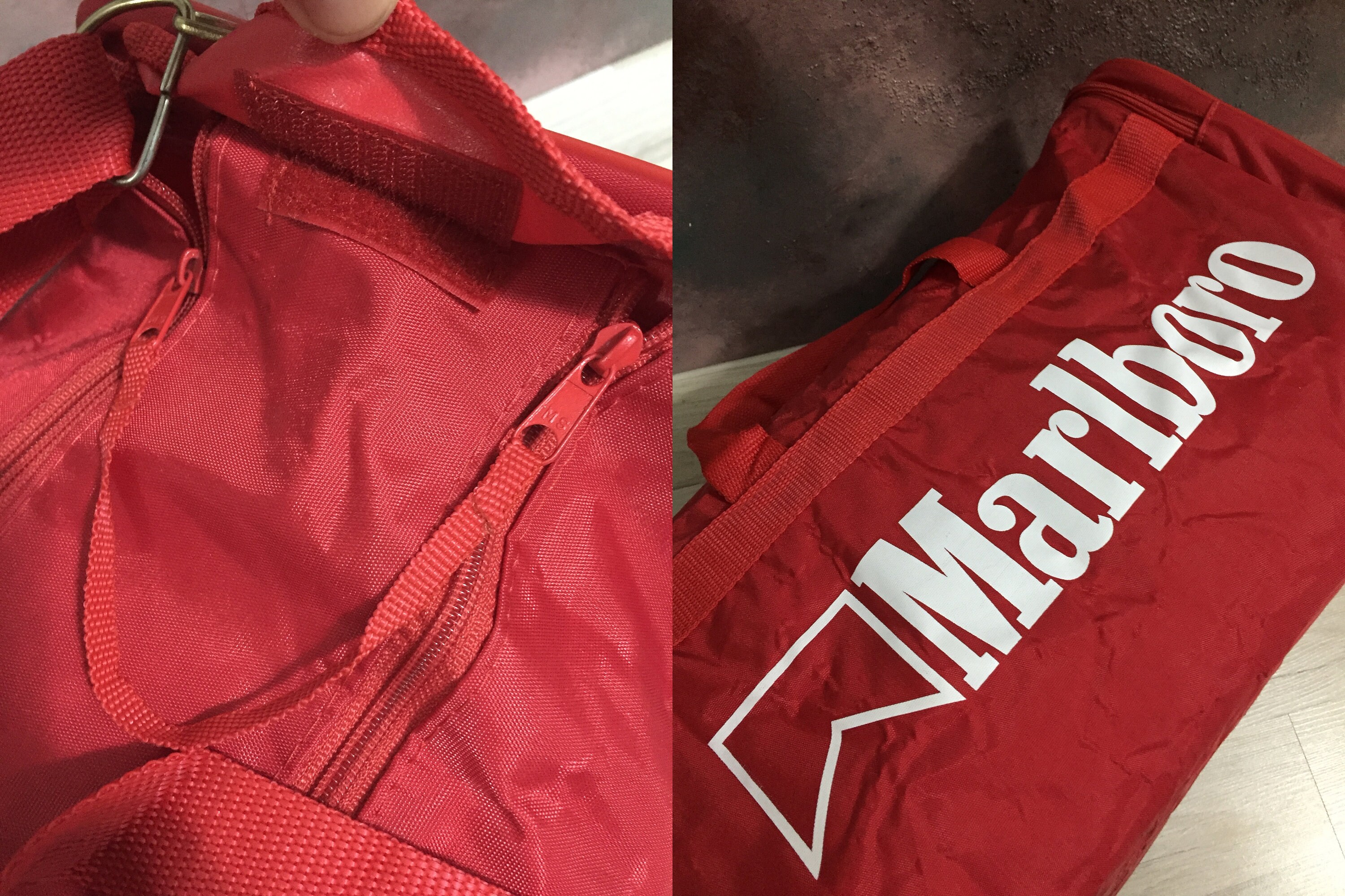 【希少未使用】限定 レザーハンドル マルボロ ダッフルバッグ 赤色 未使用 ヴィンテージ 80年代 マルボロ アンリミテッド /ジム