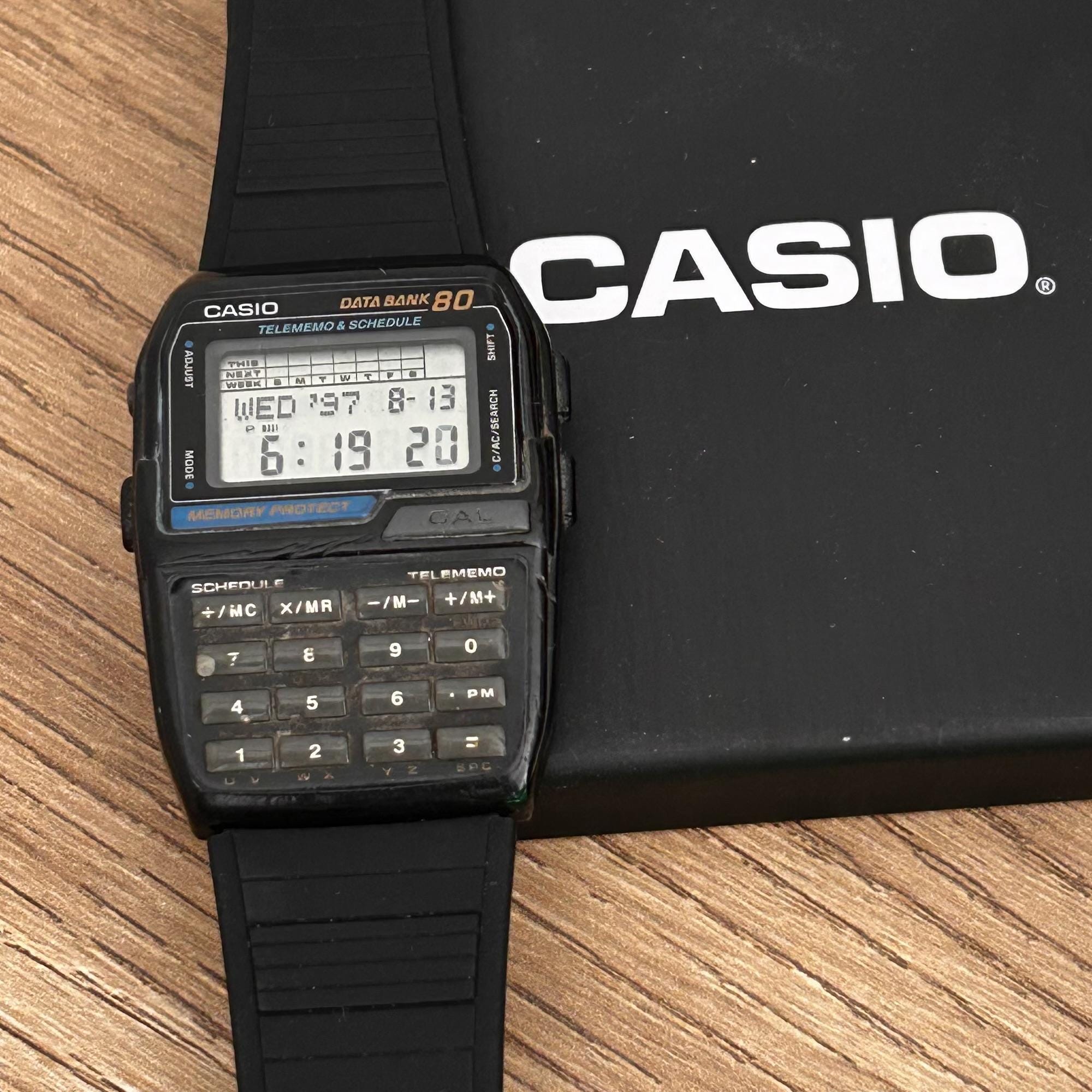 RARE Vintage Casio DBC-80 Databank World Time Calculator Watch