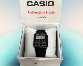 Reloj Casio CA-55 con calculadora digital vintage coleccionable, alarma WR, reloj Casio vintage, reloj digital, reloj retro, reloj Casio de los años 80