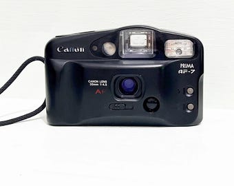 Canon Prima AF-7/Estuche/Cámara de película con batería/Década de 1990/Cámara Shot, cámara de película en funcionamiento/Muy buen estado/Cámara vintage Canon Shot