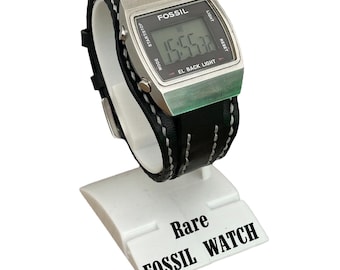 RARE Fossil Digital Watch Jr-8859 Retro: Special handmade leather strap,