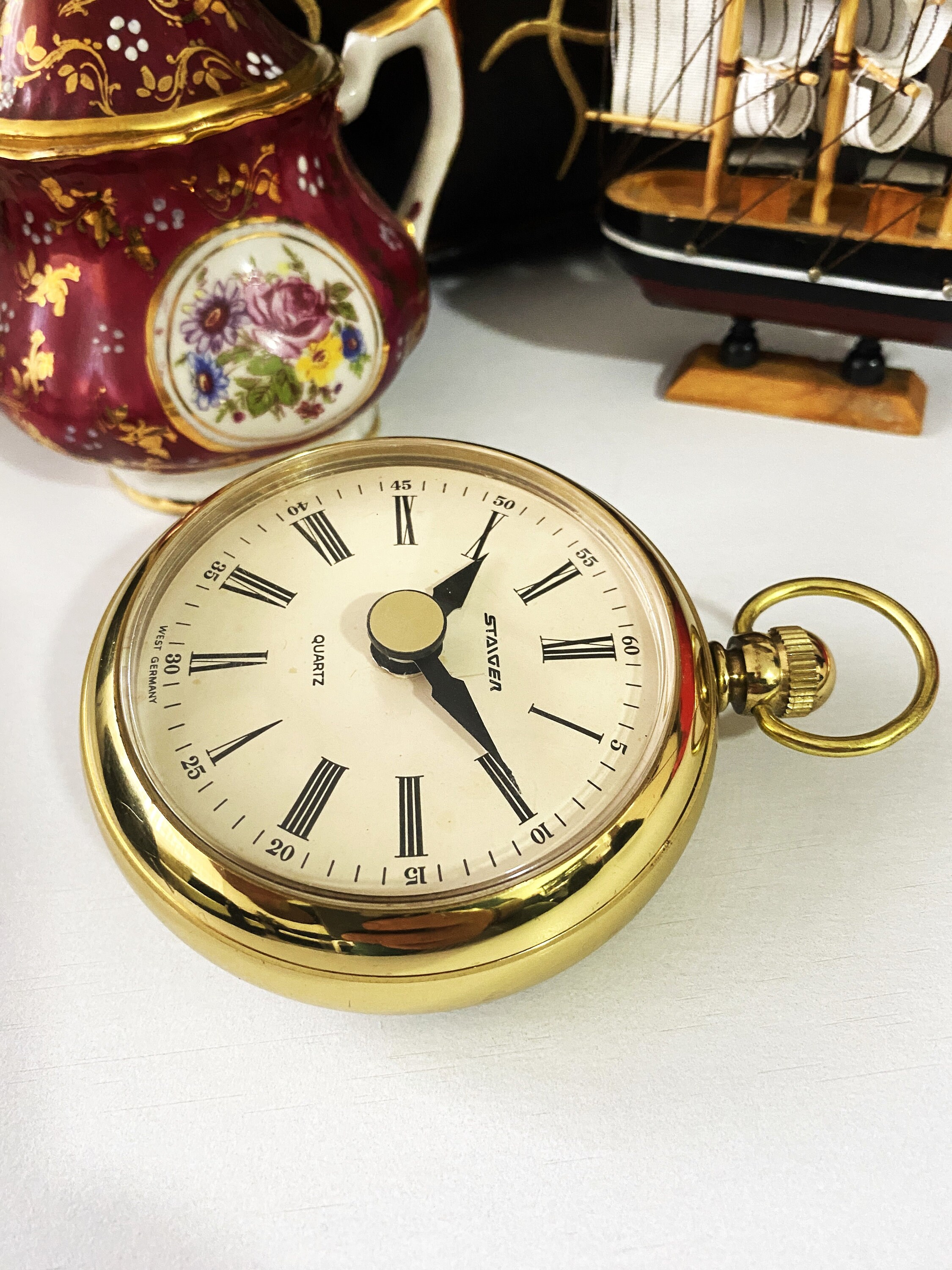 専用】☺︎☺︎☺︎ Retro Staiger Germany Brass Table Clock