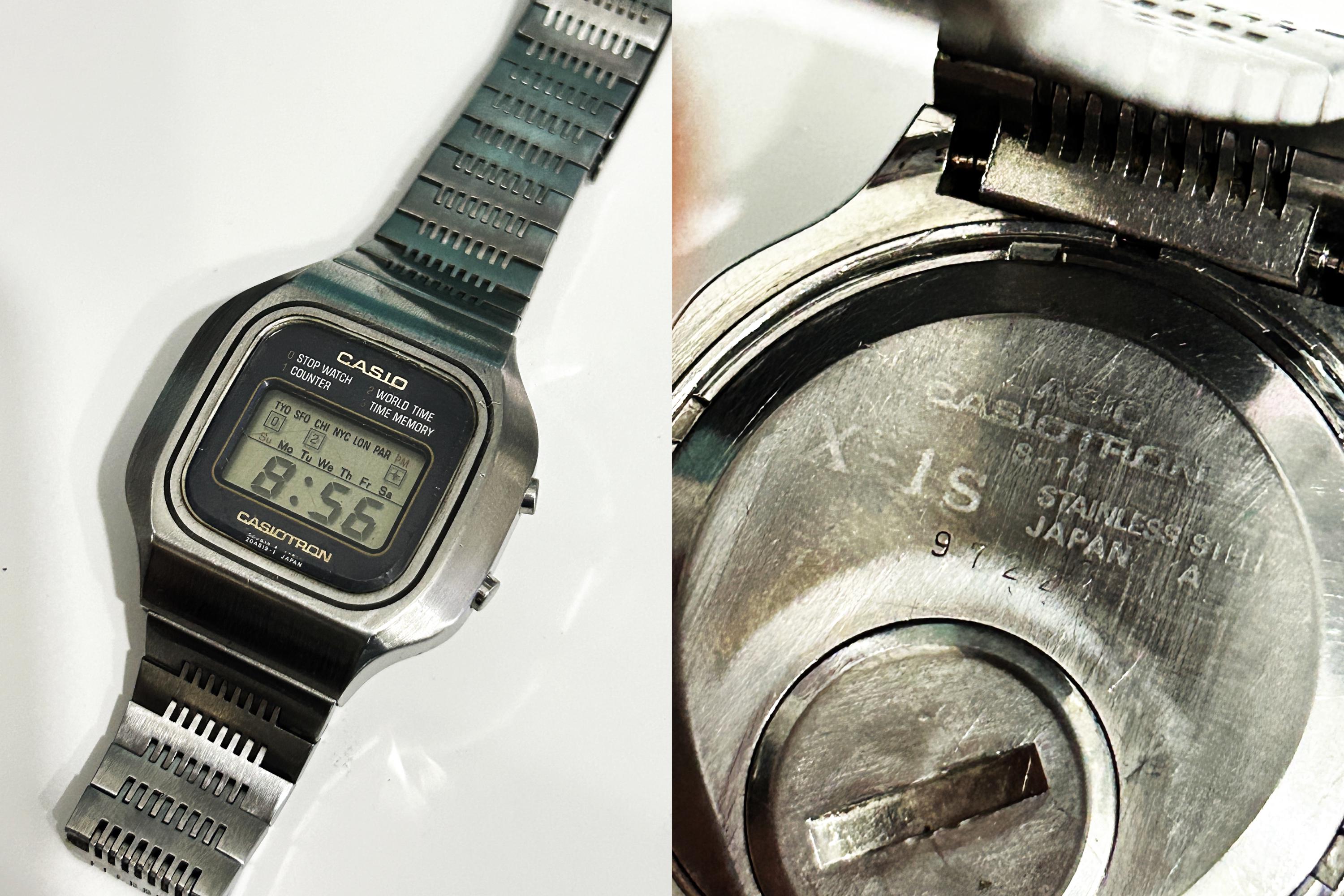 Casio Casiotron S-14/ Watch Mens Digital LCD World Time/ 1970s