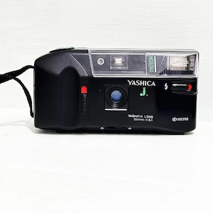 Yashica J Motor - Vintage Film camera/With Battery/ Kyocera Compact Film/1980 Shoot camera 32mm/Camera Collector/Yashica Lens/