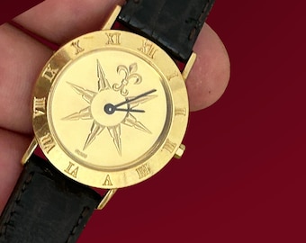 RARE Vintage The Royal Geographical Society Golden Compass Unisex  Wrist Quartz Watch