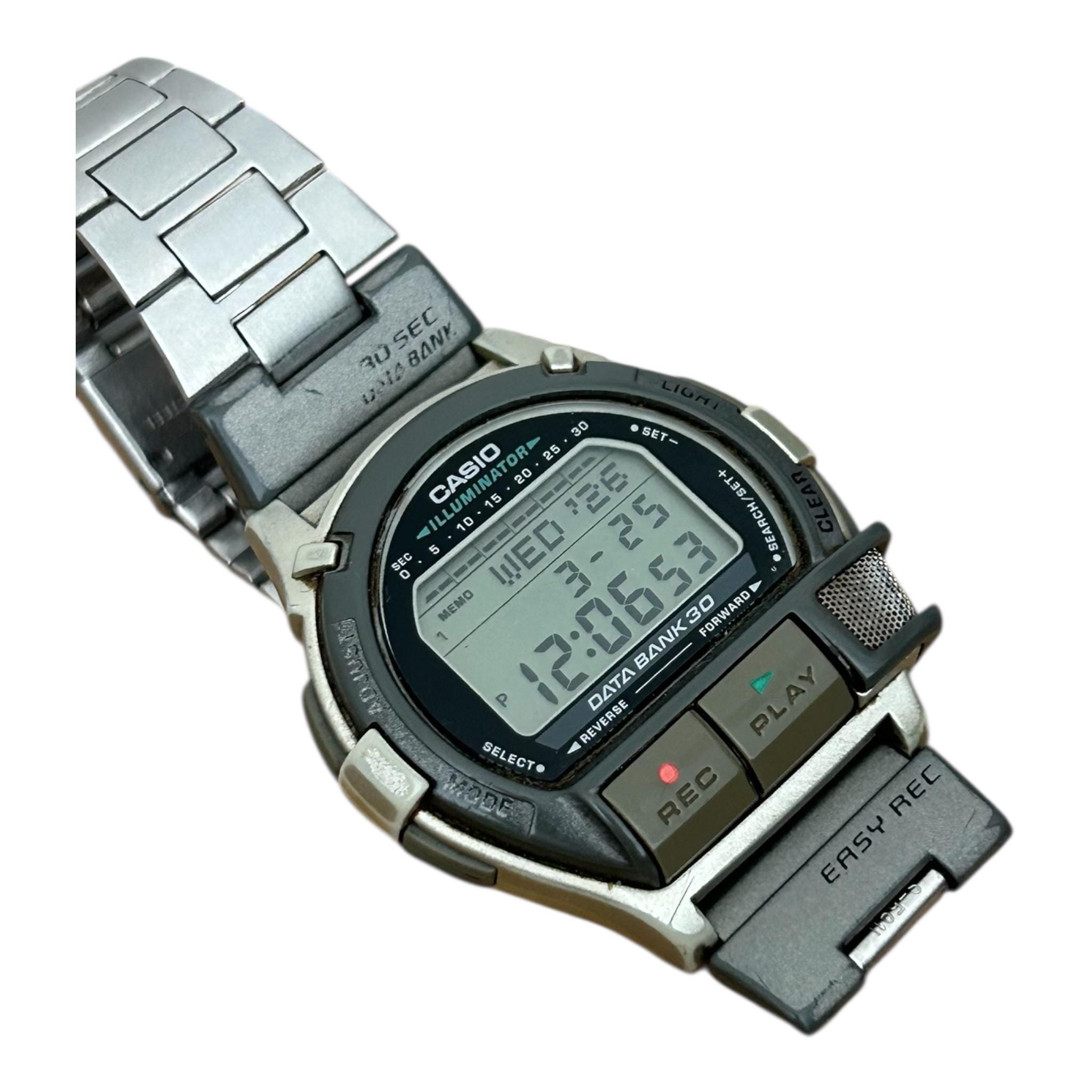 Vintage Casio DB-V300 Databank Voice Recorder Watch, Stainless