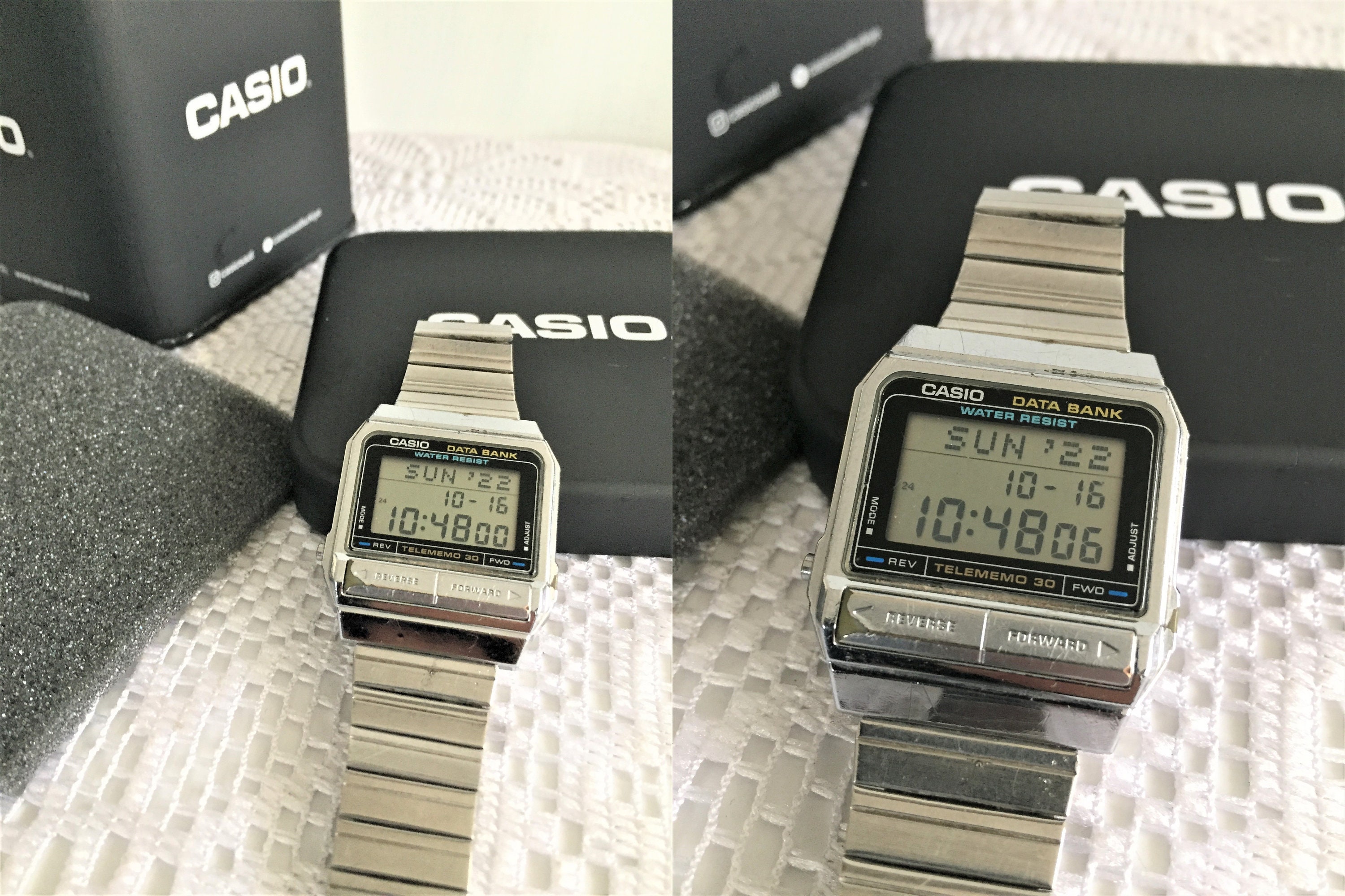 CASIO DATA BANK DB-310 silver telememo retro watch vintage