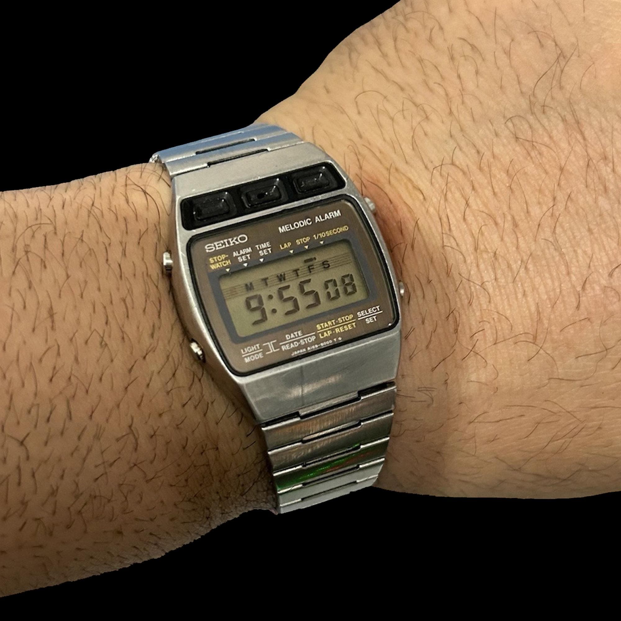 RARE Vintage Seiko A169-5000 Melodic Alarm LCD Digital Wrist Watch
