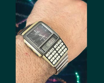 希少！ 腕時計 CASIO カシオ データバンク ABC-31 アナデジ Ultra Rare Vintage Casio ABC-31 Data Bank Digital & Analog Black