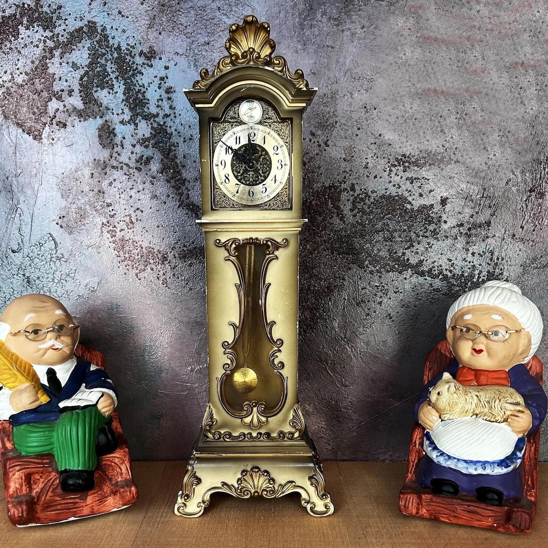 1950s Victorian Grandfather Clock Vintage Antique Rare/ Schmid