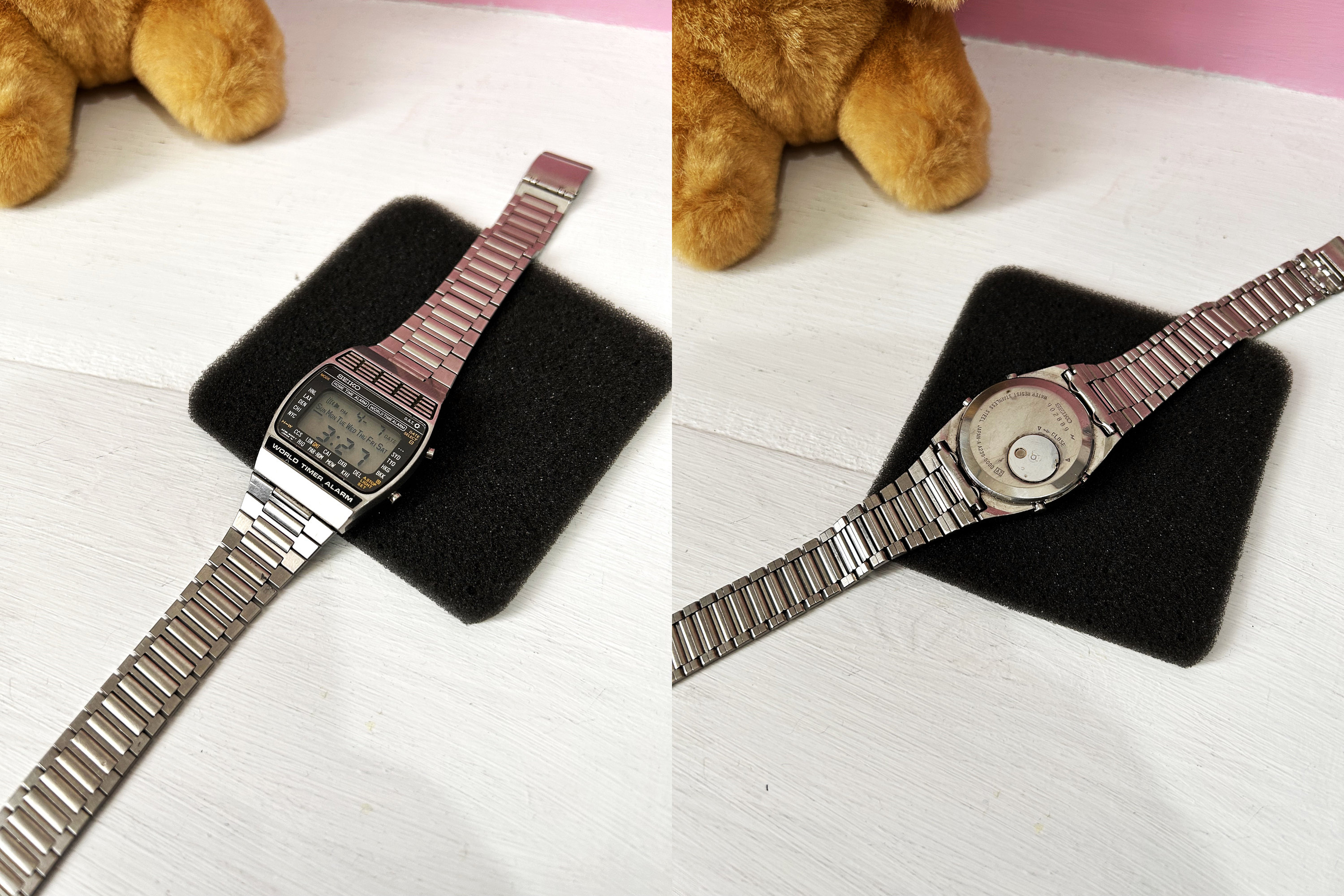 RARE Seiko World Time A239-5000 Stainless Steel Quartz Mens Watch