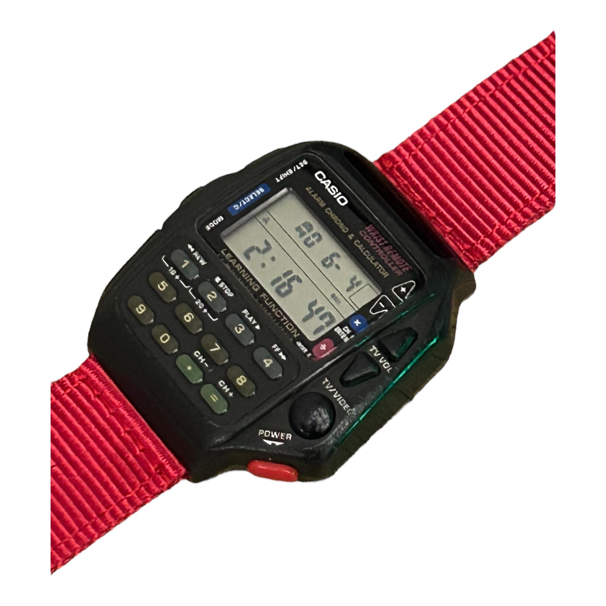 Relógio Casio CMD-40 vintage, controle remoto, pulseira vermelha Nato ...