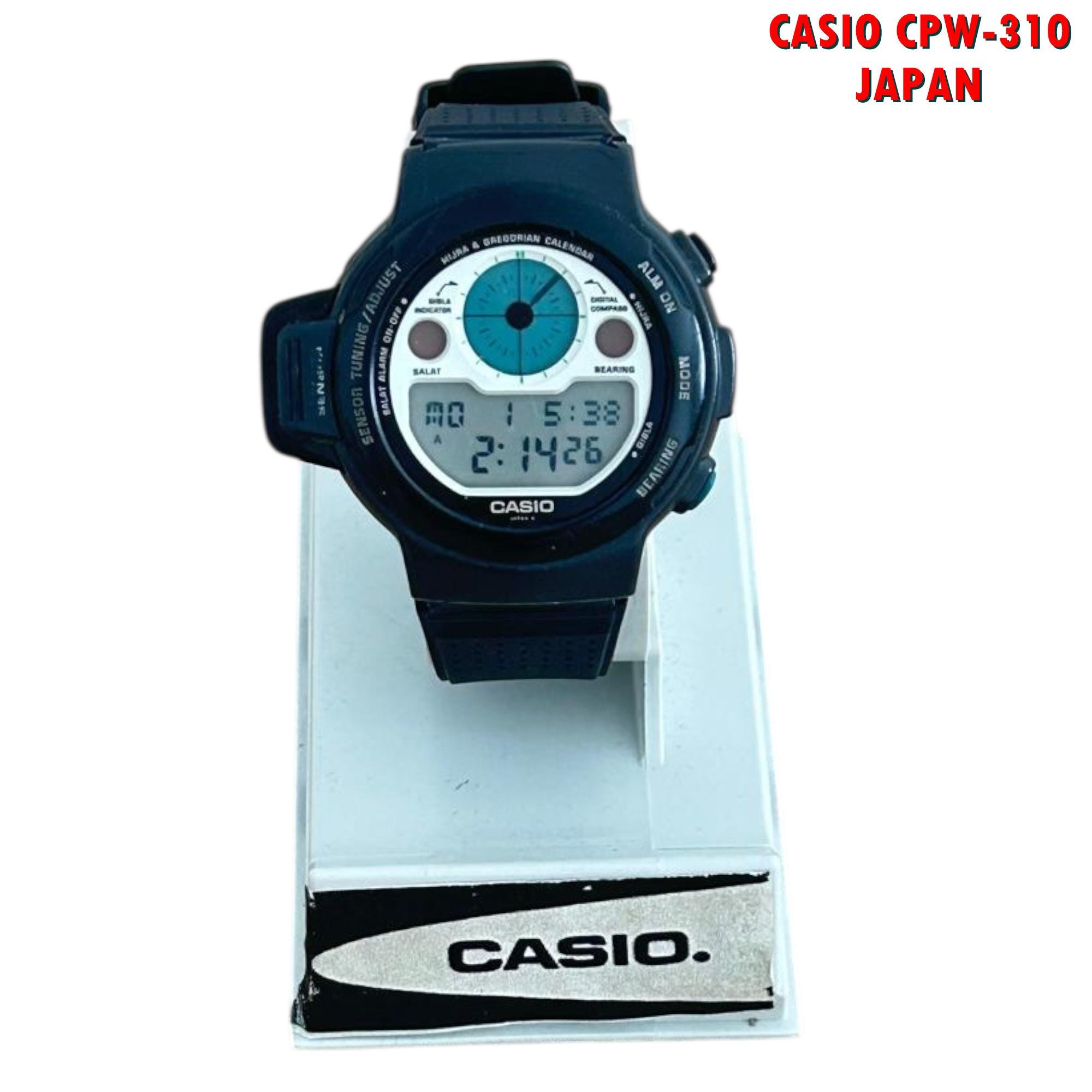 激レアデッドストック CASIO PRAYER COMPASS CPW-310 Rare Vintage Casio CPW-310 Compass Prayer Watch: Soft Silicone