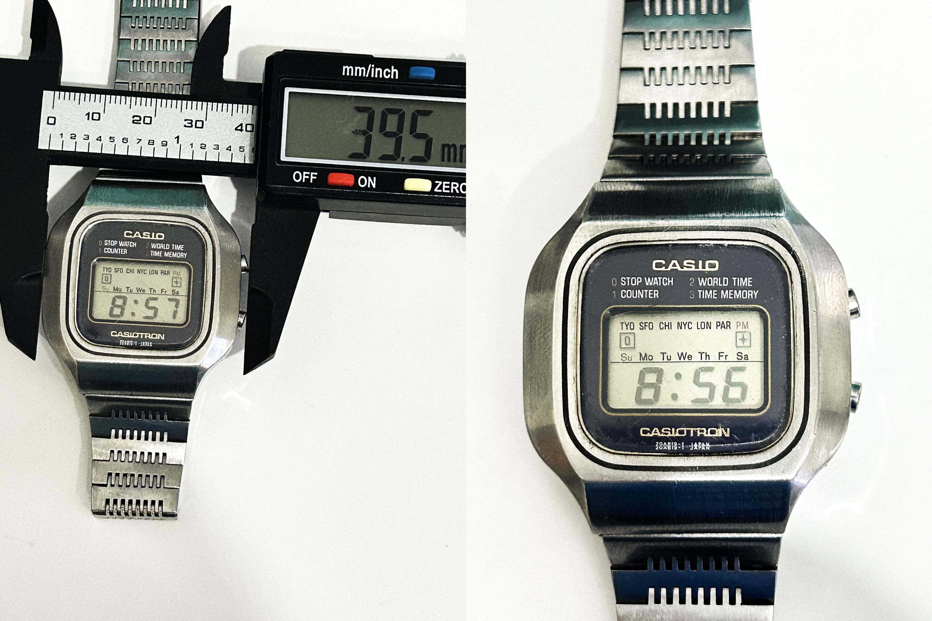 Casio Casiotron S-14/ Watch Mens Digital LCD World Time/ 1970s