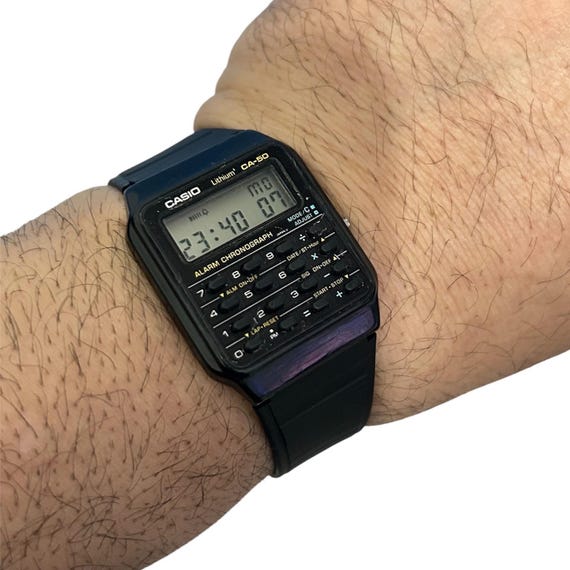 激レア CASIO CA-50 デジタル腕時計 Casio CA-50 Digital Watch Men's 8-Digit Calculator Dual Time