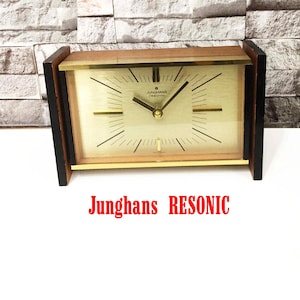 Junghans Resonic W738, quartz mechanism /Vintage desk, table clock / Made in west Germany/ Brass Case/ Mid century Modern/1960s - 1970s.
